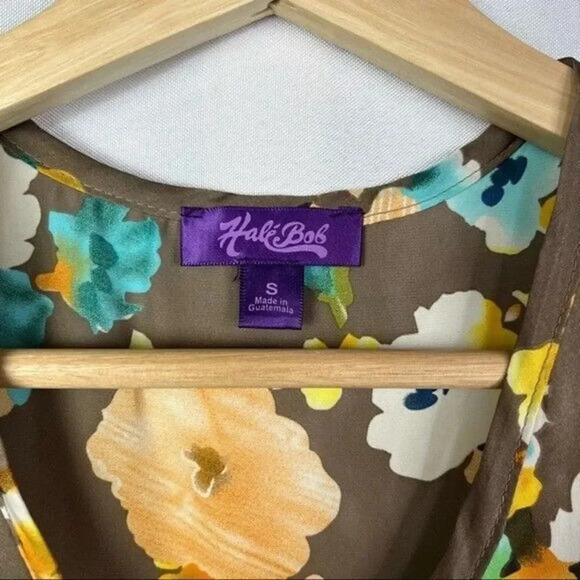 Hale Bob Brown Floral V-Neck Sleeveless Tank Top S - Picture 3 of 4